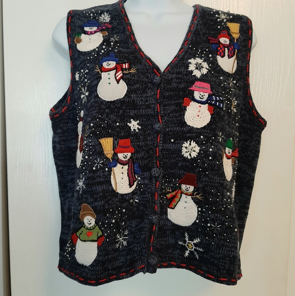 Vintage Holiday, Christmas,  Winter, Snowman vest, sz PM